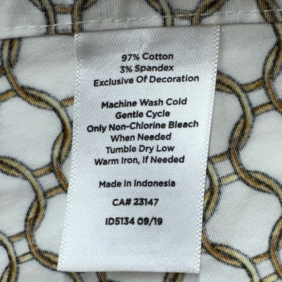 Talbots Button Up Shirt Womens 6 White Non Iron Chain Print Long Sleeve Office - Picture 4 of 9